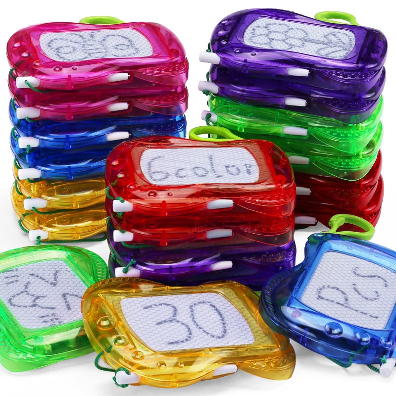 Uzoxlsn 30 Pack Mini Magnetic Drawing Board for Kid6 Colors Keychain Clip Doodle sketch Writing Pad Goody Bag Filler Toy Bulk for Toddler Rainbow Birthday Party Favor Classroom Supplies Treasure Box Prize - Image 2