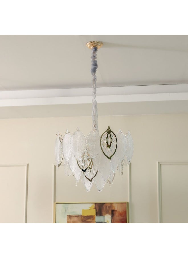 DANUBE HOME - Danube Home Maples Crystal Chandelier For Bedroom| 12- Lights Indoor Lighting Fixture With E14 Socket| Metal Frame With Clear Finish| Hanging Lights|Ceiling Lights| L60xW60xH45cm (1 Year Warranty) - Image 1