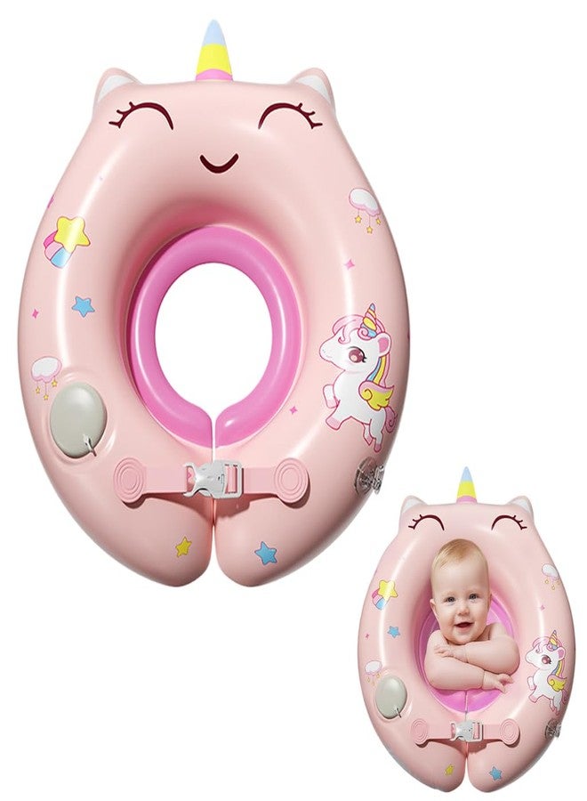 Proberos® Inflatable Baby Float Ring for 0-3 Months Age, Soft PVC Unicorn Swim Ring for Infants & Toddlers, Press-&-inflate Design, Adjustable Float Swim Float Tube for Bathing & Swimming, 12.5-48cm - Image 1