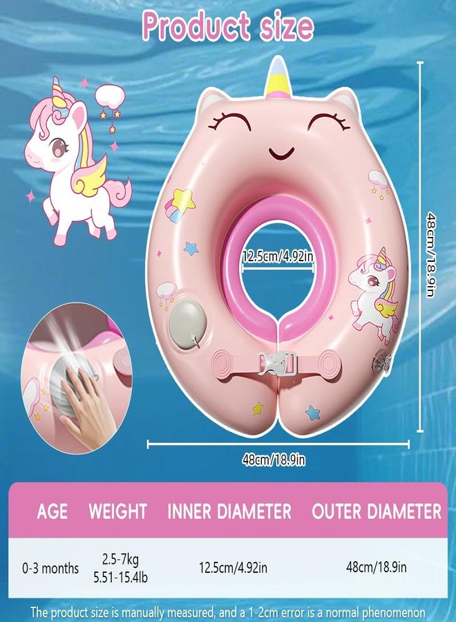 Proberos® Inflatable Baby Float Ring for 0-3 Months Age, Soft PVC Unicorn Swim Ring for Infants & Toddlers, Press-&-inflate Design, Adjustable Float Swim Float Tube for Bathing & Swimming, 12.5-48cm - Image 2