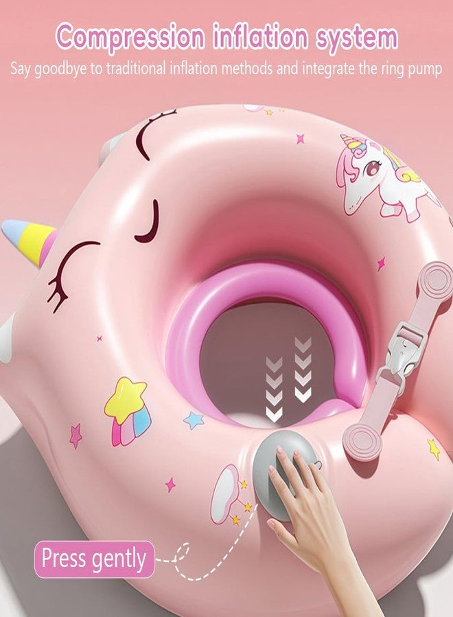 Proberos® Inflatable Baby Float Ring for 0-3 Months Age, Soft PVC Unicorn Swim Ring for Infants & Toddlers, Press-&-inflate Design, Adjustable Float Swim Float Tube for Bathing & Swimming, 12.5-48cm - Image 3