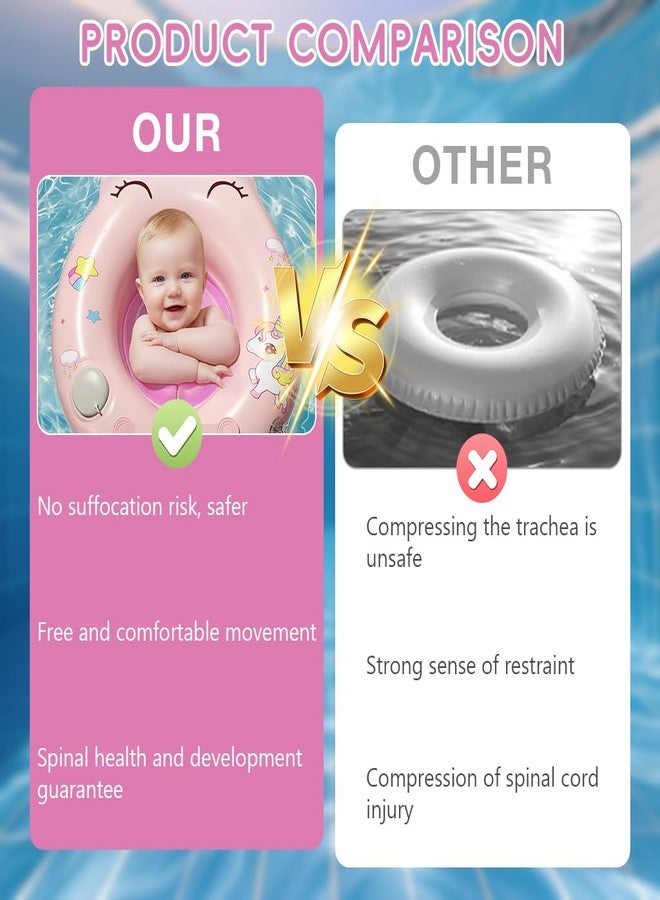 Proberos® Inflatable Baby Float Ring for 0-3 Months Age, Soft PVC Unicorn Swim Ring for Infants & Toddlers, Press-&-inflate Design, Adjustable Float Swim Float Tube for Bathing & Swimming, 12.5-48cm - Image 5