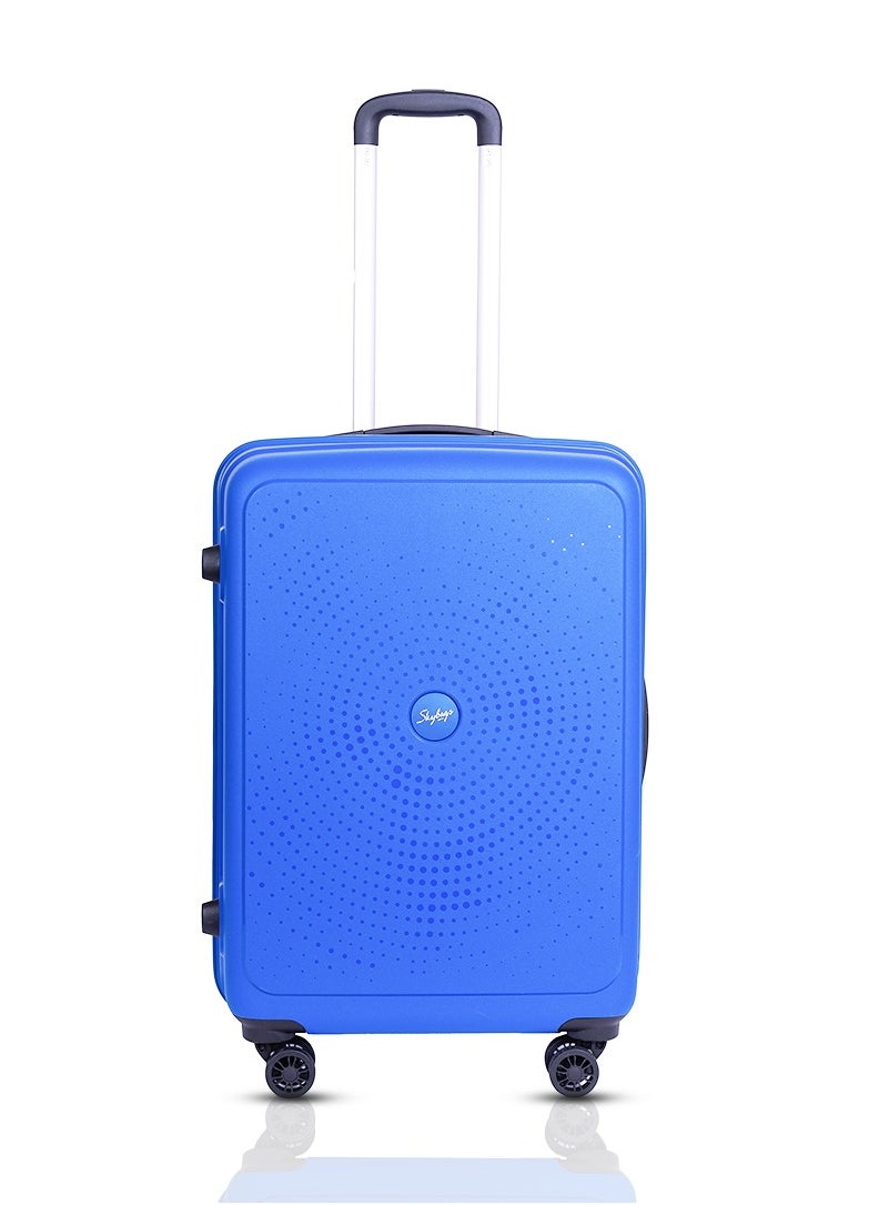 Skybags - ZAP Checked Luggage Trolley| Hardcase Polypropylene Material| 3-Digit Combination Lock | 360° Degree Wheel Rotation| Madium-24 Inch- Blue - Image 1