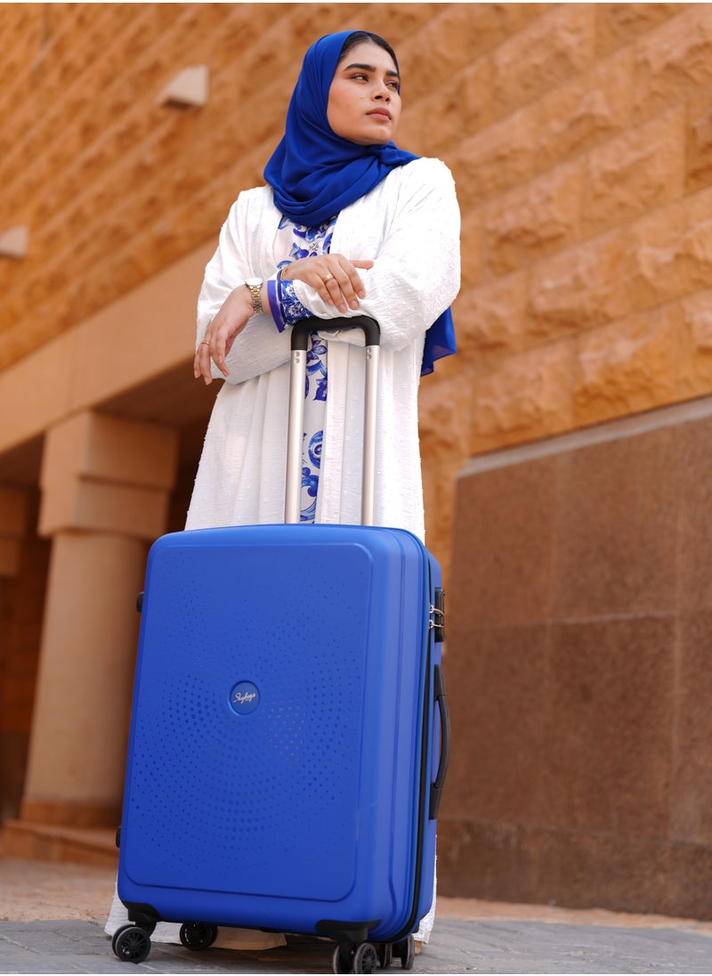 Skybags - ZAP Checked Luggage Trolley| Hardcase Polypropylene Material| 3-Digit Combination Lock | 360° Degree Wheel Rotation| Madium-24 Inch- Blue - Image 1