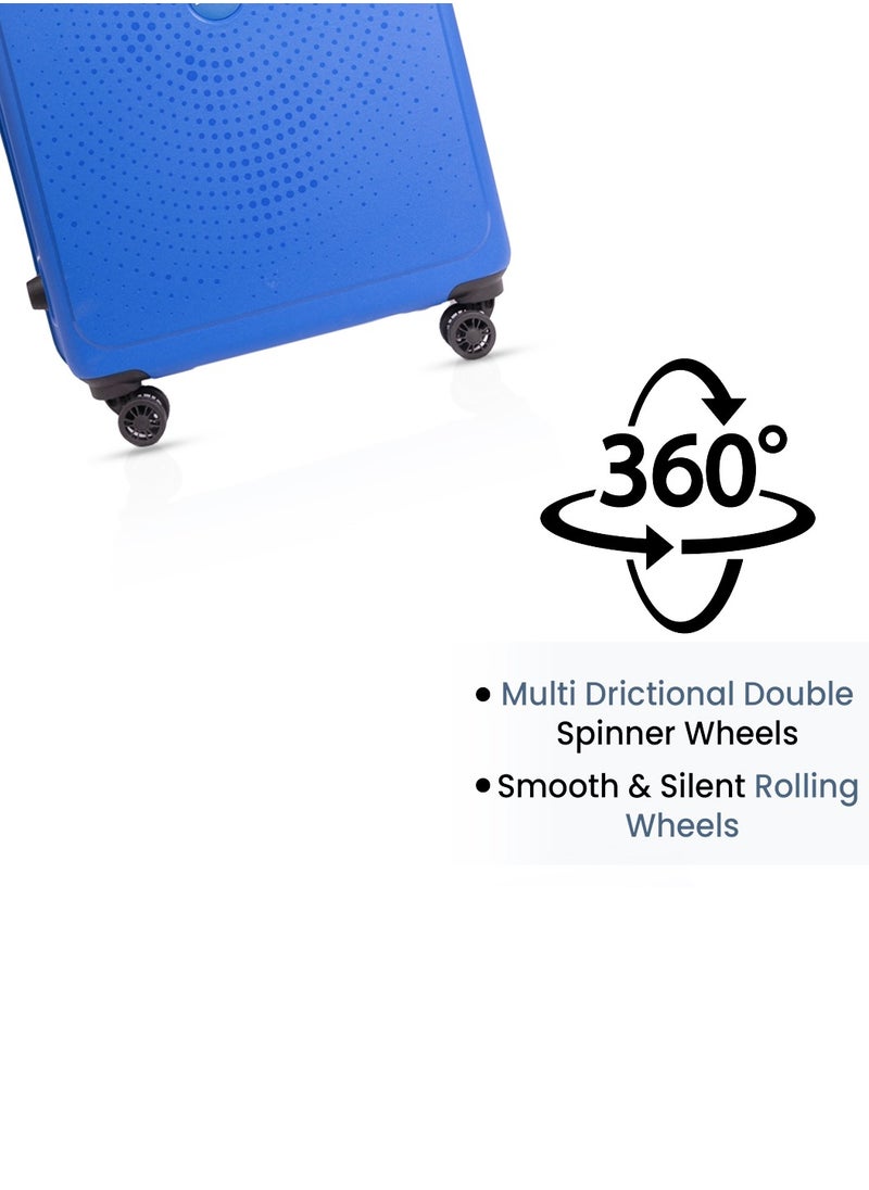 Skybags - ZAP Checked Luggage Trolley| Hardcase Polypropylene Material| 3-Digit Combination Lock | 360° Degree Wheel Rotation| Madium-24 Inch- Blue - Image 1