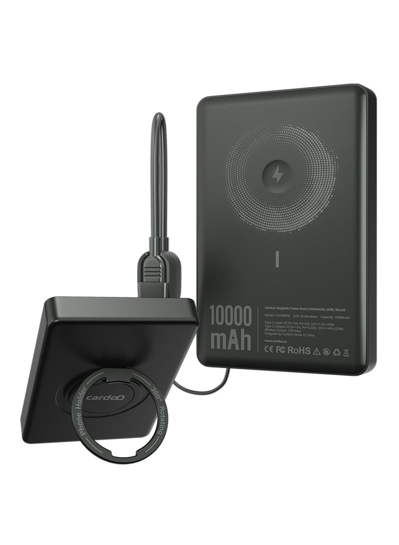 cardoO Power Bank 10000mAh  Slim & Portable  Fast USB-C PD Charging  Universal Compatibility  Black - Image 1