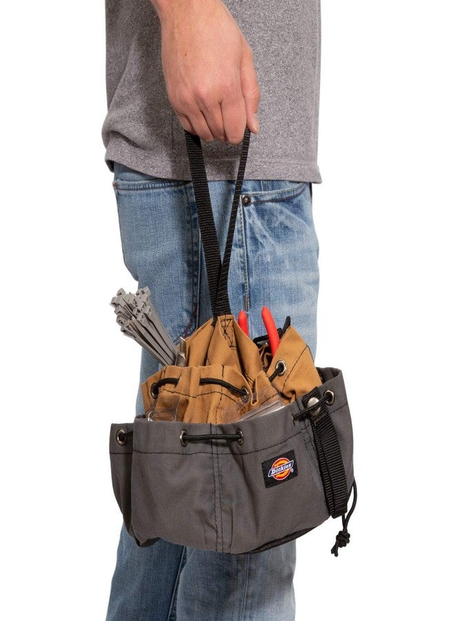 Dickies 12-Pocket Drawstring Work/Tool Bag, Heavy-Duty Drawstrings for Quick-Closure, Snap-Secured Tape Strap, Durable Canvas Construction, Grey/Tan - Image 5