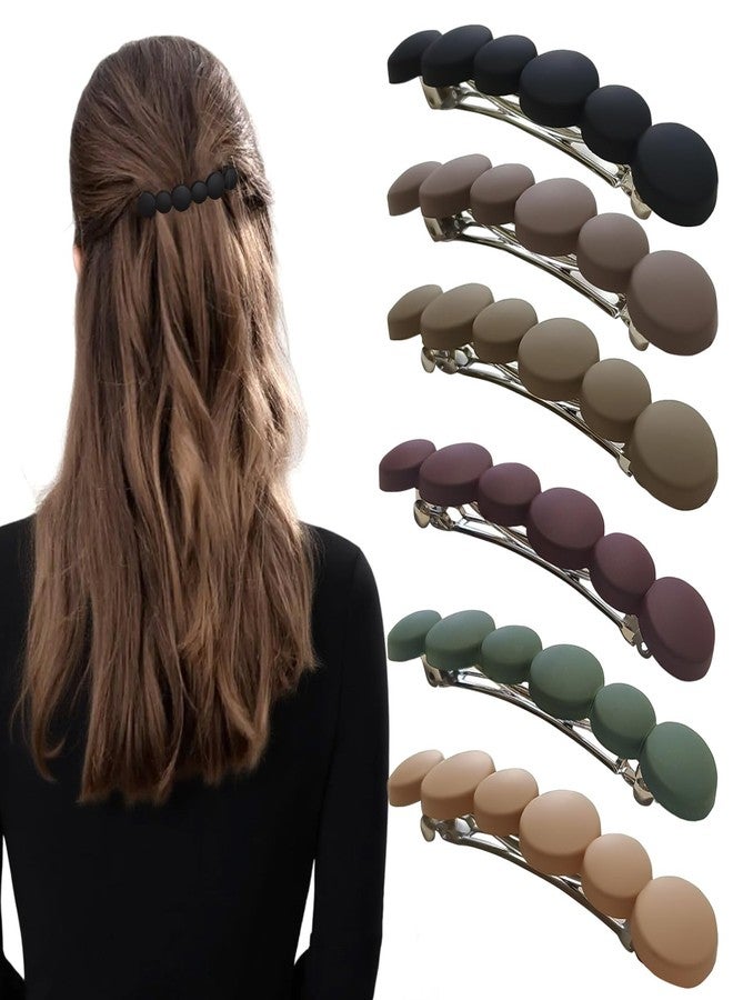 Markuii French Hair Barrettes for Women No Slip Not Easy to Break Half Up Medium to Small Hair Barrette Clips for Thin, Short or Fine Hair, 6 Pack - Image 1