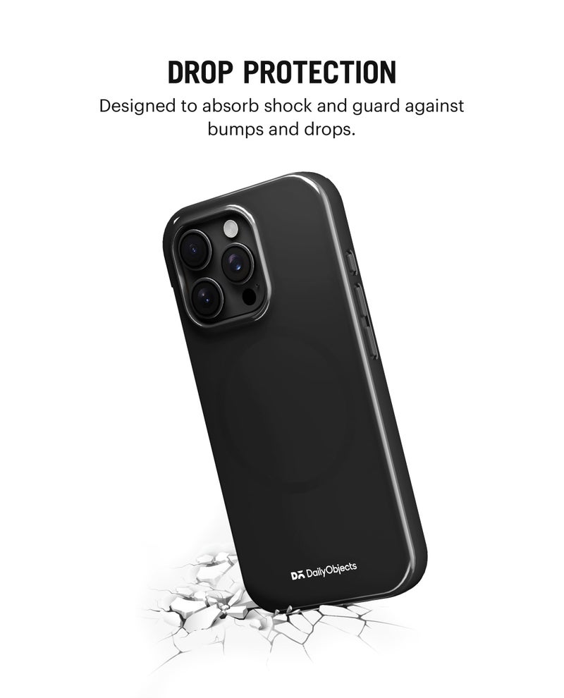 DailyObjects Polycarbonate Enamel Bumper Magsafe Case for iPhone 15 Pro Compatible with Mag-Safe Wireless Charging | Black Hybrid Magnetic Back Cover - Image 4