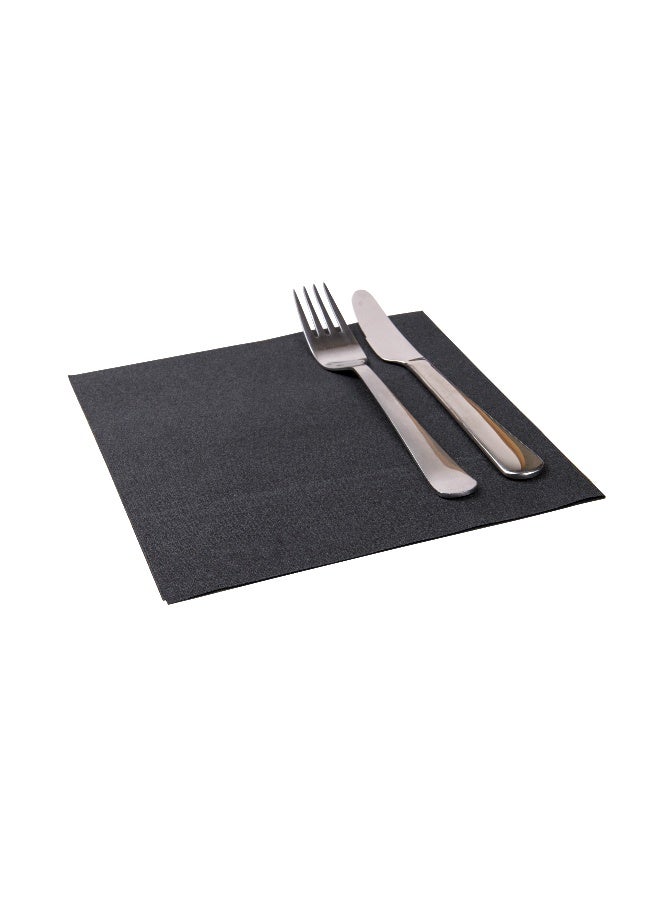 Restaurantware مناديل لوكساناب القابلة للاستخدام مرة واحدة بحجم 15.75 بوصة، 25 مناديل ناعمة تشبه الكتان - ماصة، مصنوعة من ورق أسود يشبه القماش، مطوية مسبقًا، للضيوف في حفلات العشاء - Image 2