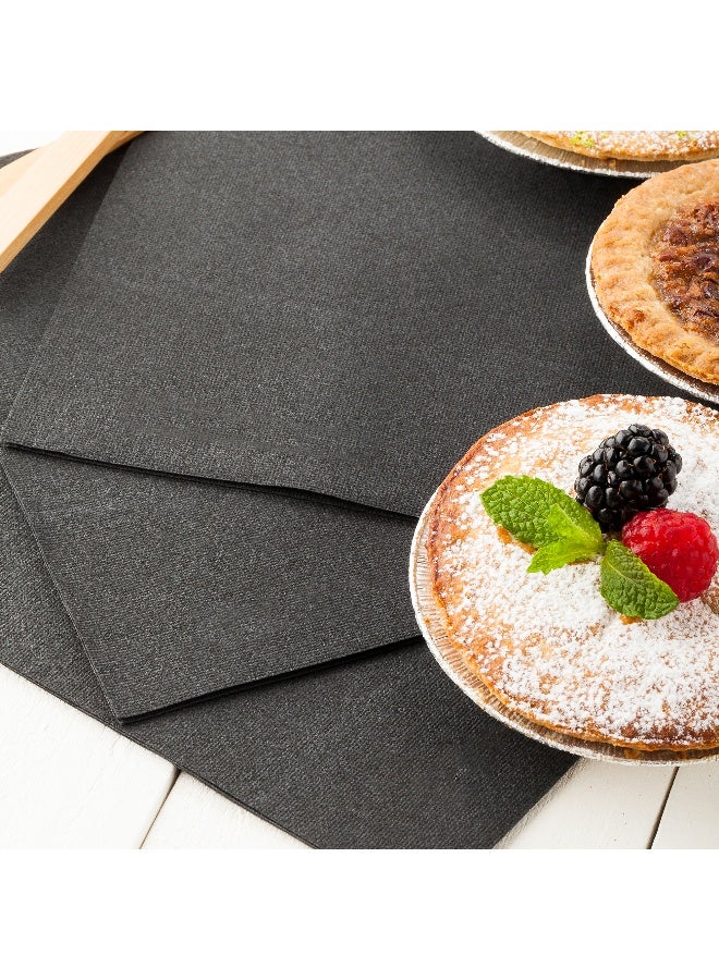 Restaurantware مناديل لوكساناب القابلة للاستخدام مرة واحدة بحجم 15.75 بوصة، 25 مناديل ناعمة تشبه الكتان - ماصة، مصنوعة من ورق أسود يشبه القماش، مطوية مسبقًا، للضيوف في حفلات العشاء - Image 3