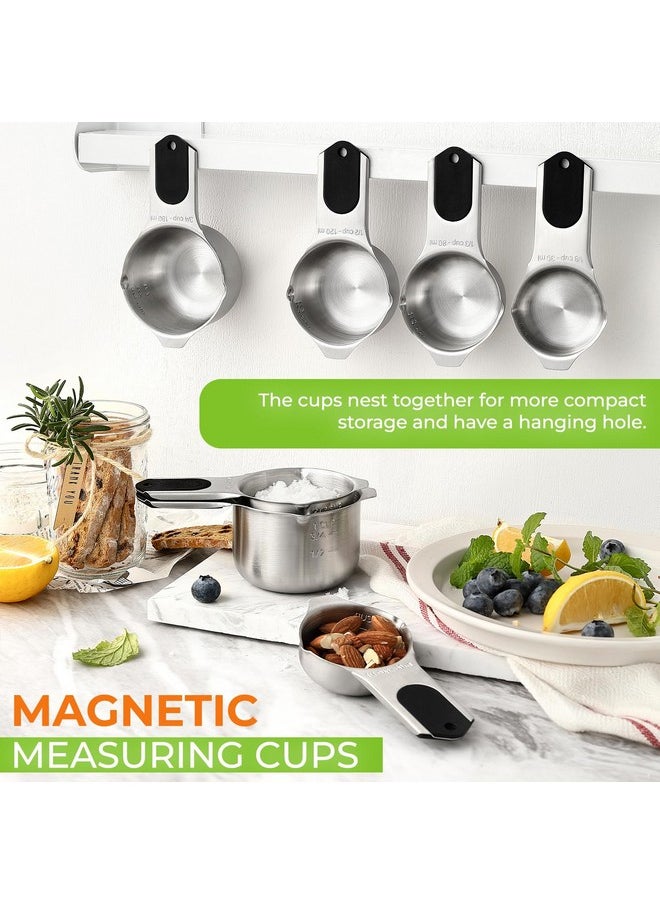 Spring Chef Spring Chef Magnetic Stainless Steel Measuring Cups (Patent Pending), Kitchen Tools with Easy to Read Markings for Measuring Dry or Liquid Ingredients, Set of 7, Black  - Image 1
