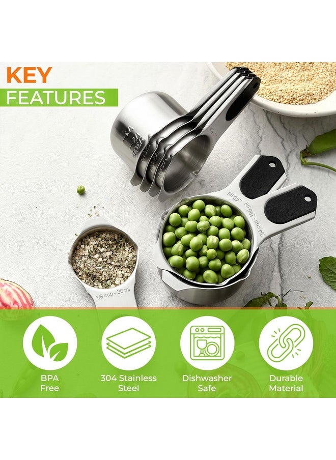 Spring Chef Spring Chef Magnetic Stainless Steel Measuring Cups (Patent Pending), Kitchen Tools with Easy to Read Markings for Measuring Dry or Liquid Ingredients, Set of 7, Black  - Image 2