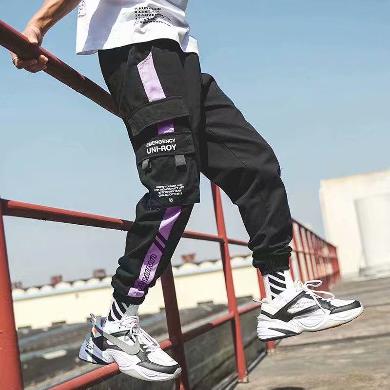 Mens Spring Summer Fashion Cargo Pants A24B Black  - Image 5