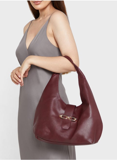 Hobo Tote Bag With Clasp