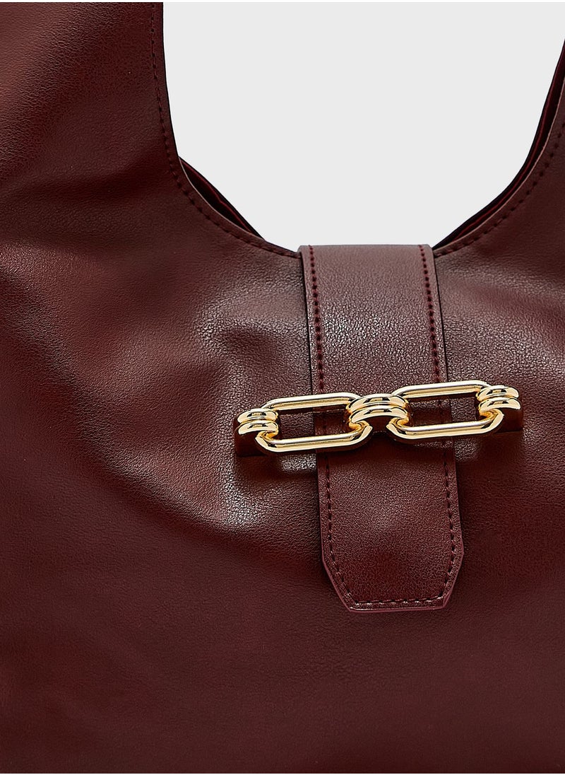 ELLA - Hobo Tote Bag With Clasp - Image 1