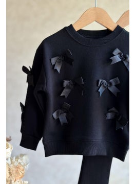 Miniğimin Cicileri My Little Ones Bow Detailed Girl 2-Piece Set - Black  - Image 4