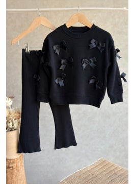Miniğimin Cicileri My Little Ones Bow Detailed Girl 2-Piece Set - Black  - Image 2