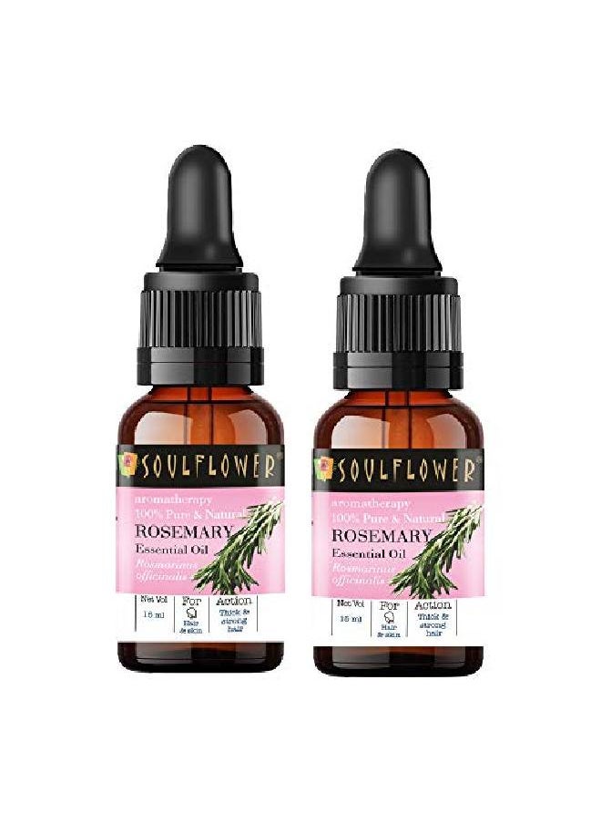 Soulflower - Rosemary Essential Oil For Moisturising Skin Hair Nourishment 100% Pure Natural Undiluted Oil Ecocert Cosmos Organic Certified (Pack Of 2) 15Ml Each - Image 1