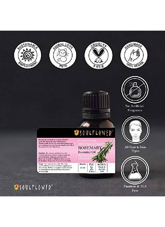 Soulflower - Rosemary Essential Oil For Moisturising Skin Hair Nourishment 100% Pure Natural Undiluted Oil Ecocert Cosmos Organic Certified (Pack Of 2) 15Ml Each - Image 1