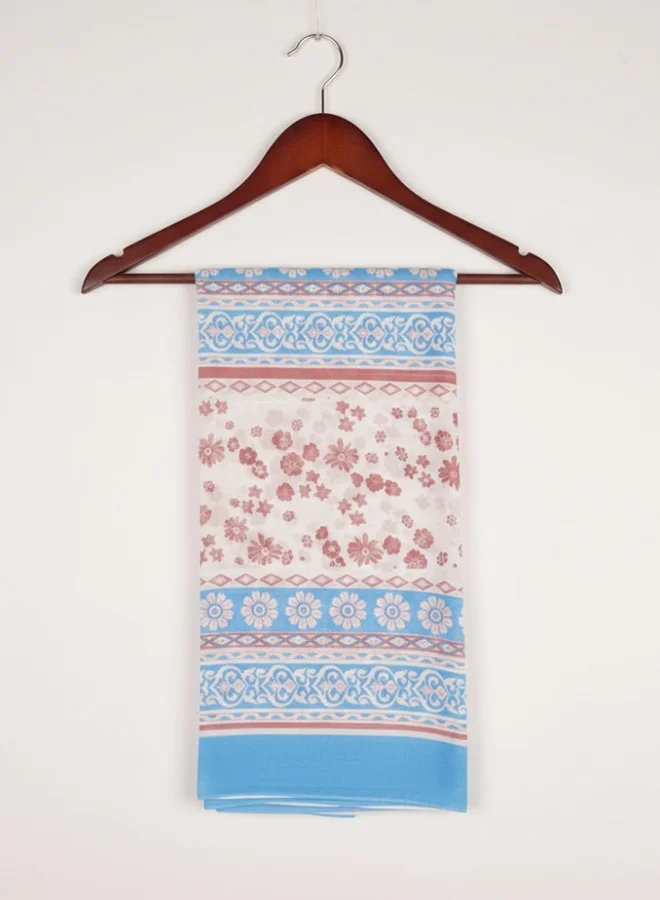 عبايات لمحة طرحة بلو روبنز – شيفون بنقشة ورود وتفاصيل سماوية