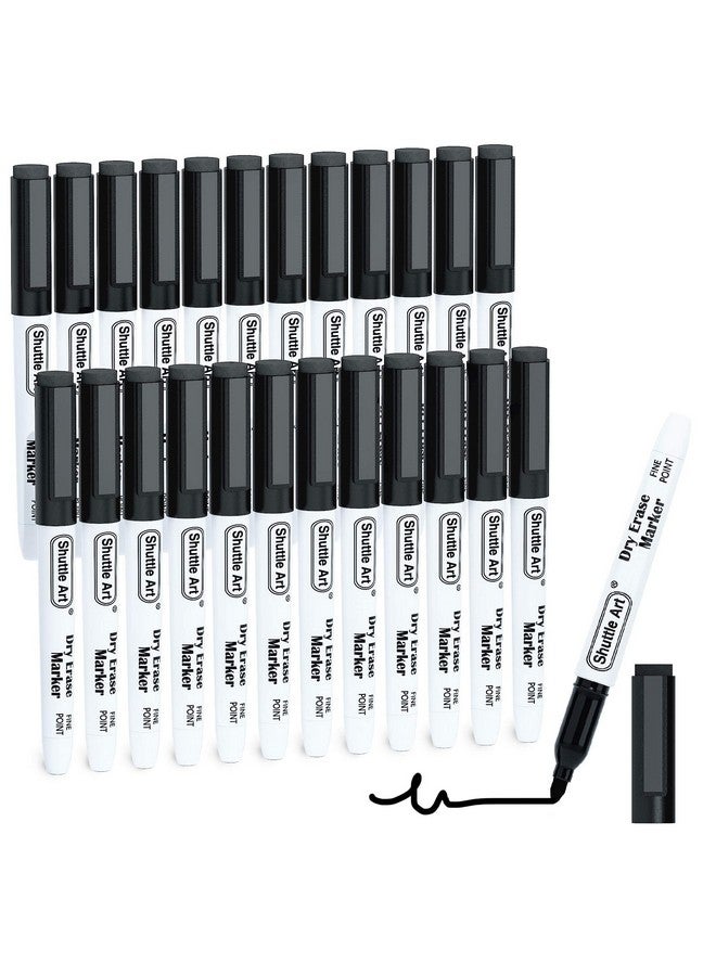 شاتل أرت أقلام تحديد قابلة للمسح، عبوة من 25 قلم تحديد للسبورة البيضاء المغناطيسية السوداء مع أداة للمسح، أقلام تحديد قابلة للمسح مثالية للكتابة على السبورة البيضاء القابلة للمسح والمرايا والنظارات للمدرسة والمكتب والمنزل - Image 1