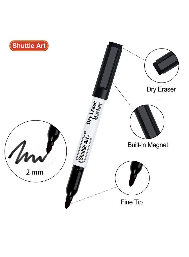 شاتل أرت أقلام تحديد قابلة للمسح، عبوة من 25 قلم تحديد للسبورة البيضاء المغناطيسية السوداء مع أداة للمسح، أقلام تحديد قابلة للمسح مثالية للكتابة على السبورة البيضاء القابلة للمسح والمرايا والنظارات للمدرسة والمكتب والمنزل - Image 3