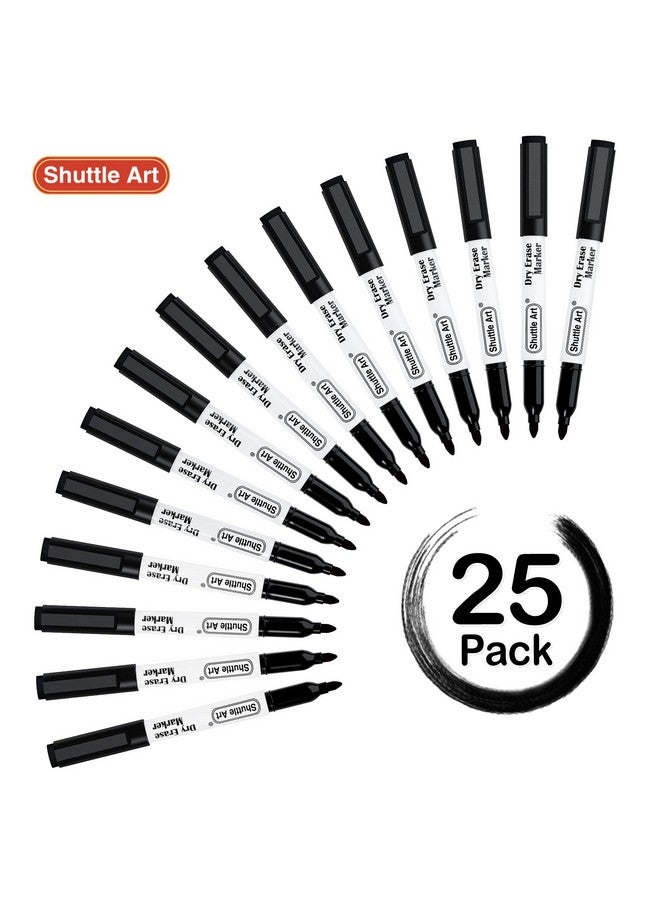 شاتل أرت أقلام تحديد قابلة للمسح، عبوة من 25 قلم تحديد للسبورة البيضاء المغناطيسية السوداء مع أداة للمسح، أقلام تحديد قابلة للمسح مثالية للكتابة على السبورة البيضاء القابلة للمسح والمرايا والنظارات للمدرسة والمكتب والمنزل - Image 2