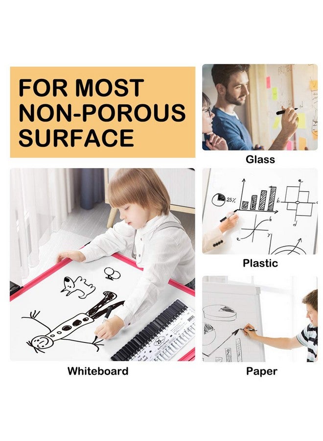 شاتل أرت أقلام تحديد قابلة للمسح، عبوة من 25 قلم تحديد للسبورة البيضاء المغناطيسية السوداء مع أداة للمسح، أقلام تحديد قابلة للمسح مثالية للكتابة على السبورة البيضاء القابلة للمسح والمرايا والنظارات للمدرسة والمكتب والمنزل - Image 4