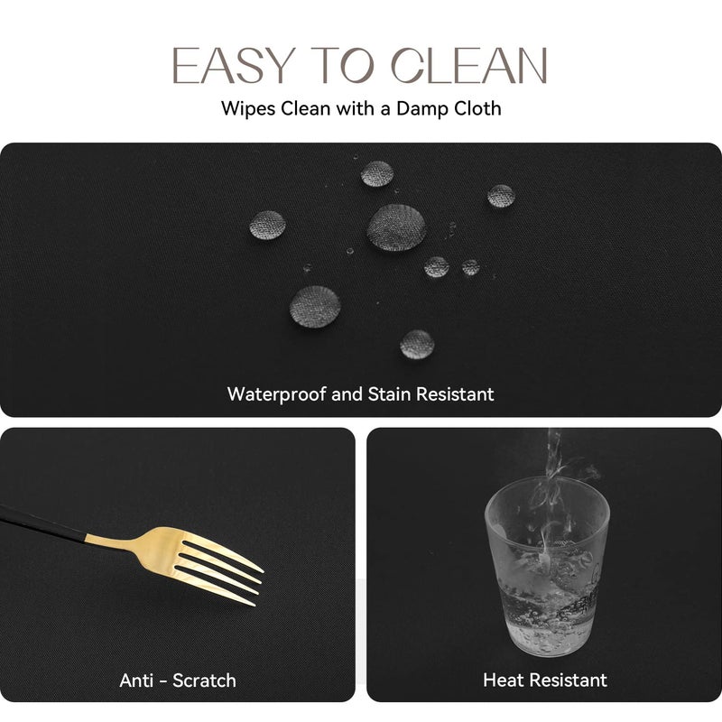 Romanstile Round Waterproof Tablecloth, Stain Resistant Washable Table Cloths Wrinkle Free Polyester Table Covers for Kitchen Dining Party Wedding Indoor and Outdoor - Black, 70 Inch - Image 3