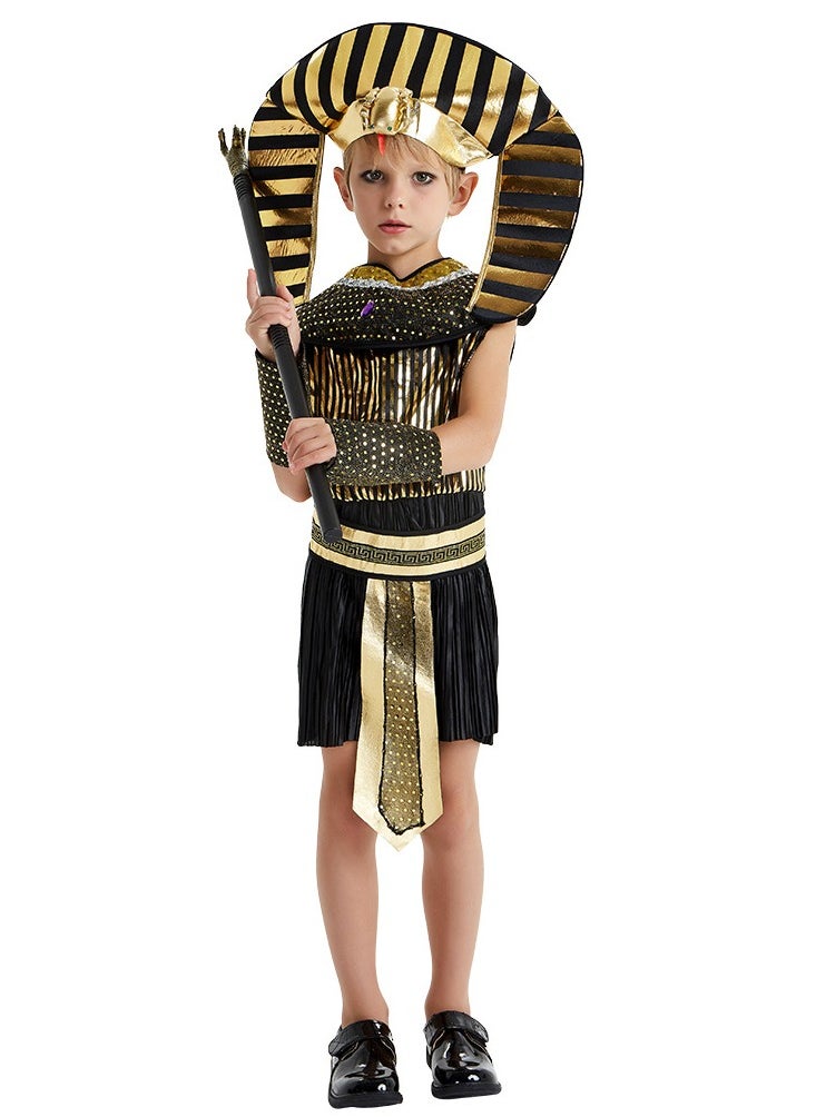 Al Aoyama - Al Aoyama Children's Egyptian king Cosplay boy Stage Performance Black Suit Costume - Image 1