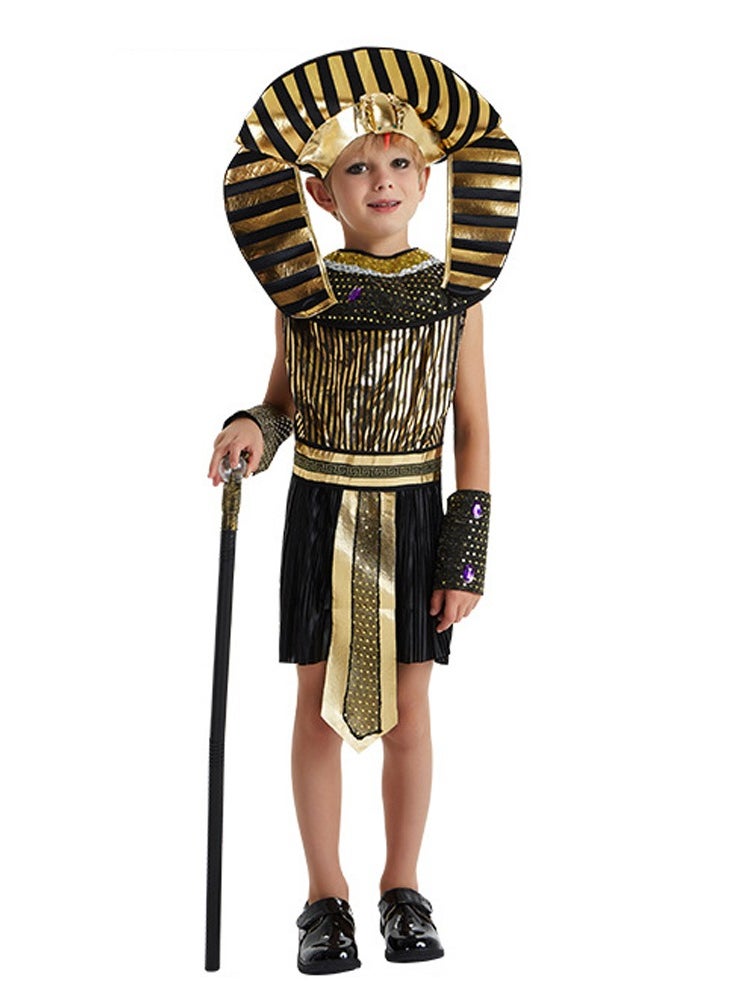 Al Aoyama - Al Aoyama Children's Egyptian king Cosplay boy Stage Performance Black Suit Costume - Image 1