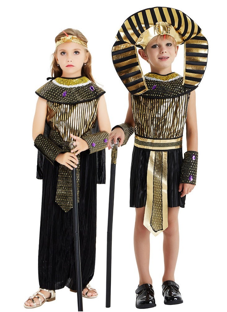 Al Aoyama - Al Aoyama Children's Egyptian king Cosplay boy Stage Performance Black Suit Costume - Image 1