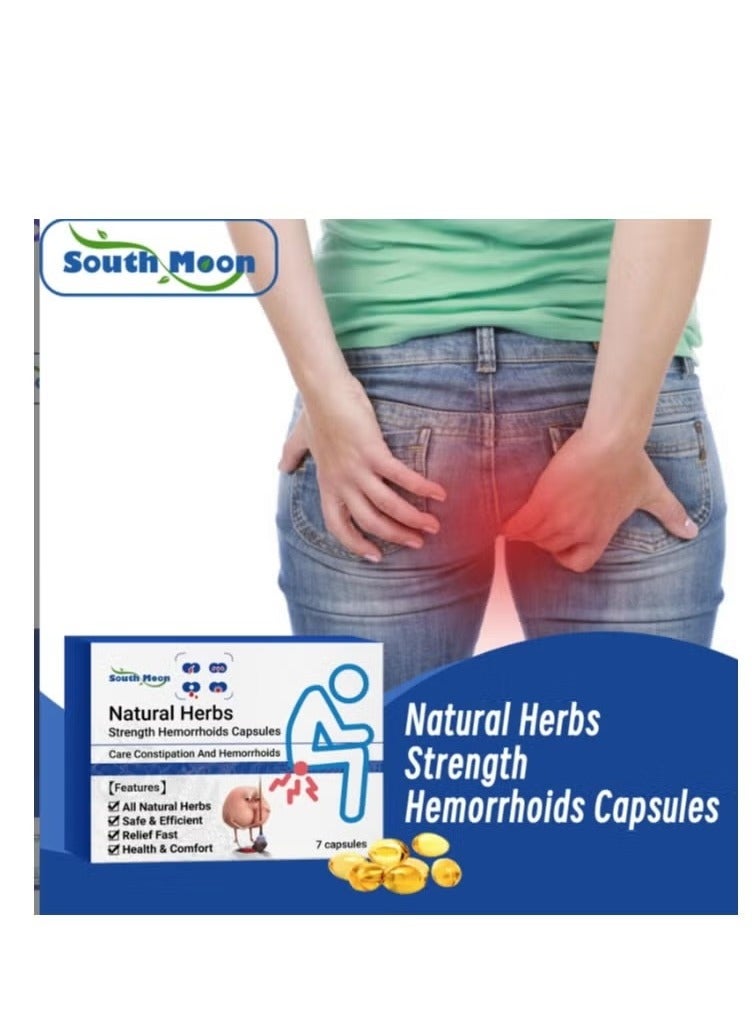 SOUTH MOON Natural Herbal Strength Hemorrhoid Capsules, Natural Hemorrhoid Relief Capsules, Hemorrhoid Suppository, Hemorrhoid Suppository, Rapid Hemorrhoid Treatment 7 Capsules  - Image 2