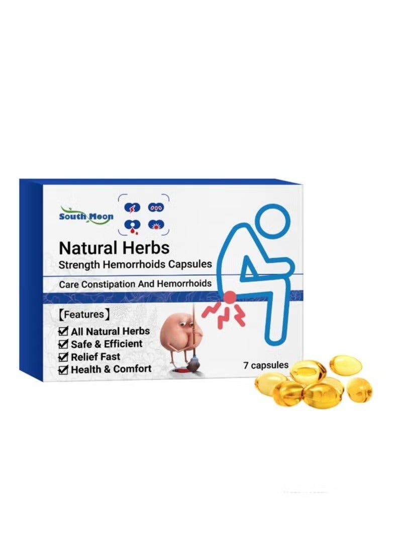 SOUTH MOON Natural Herbal Strength Hemorrhoid Capsules, Natural Hemorrhoid Relief Capsules, Hemorrhoid Suppository, Hemorrhoid Suppository, Rapid Hemorrhoid Treatment 7 Capsules  - Image 1