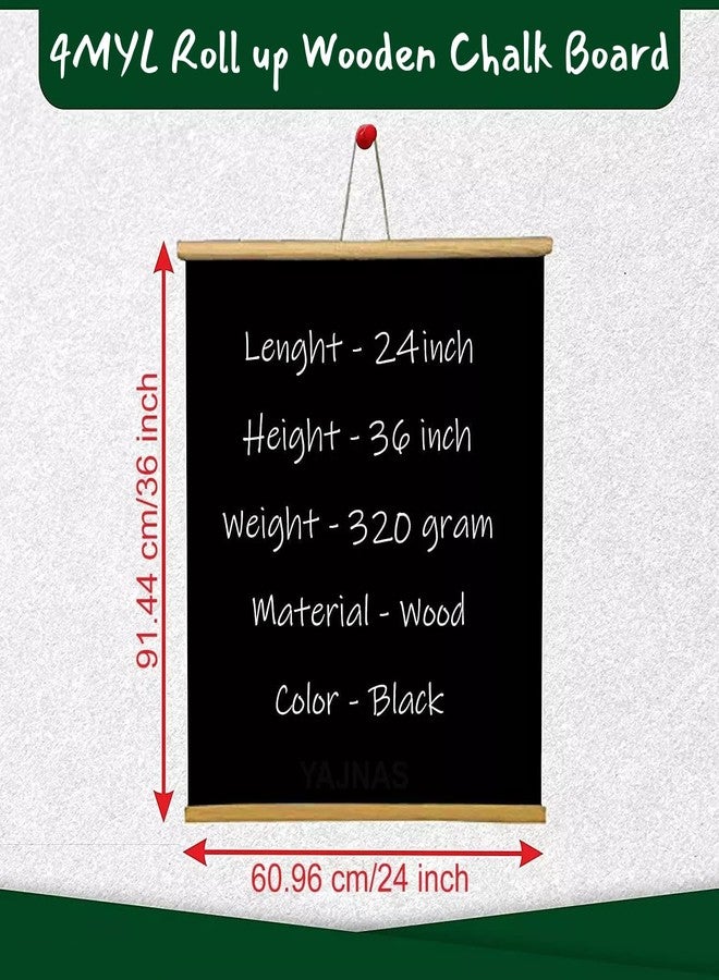 4MYL 24x36 Inch Black Board for Kids for Home Study Room Accessories Chalk Notice Board, Teaching Board, Writing Board for Student, Office, School - Image 2
