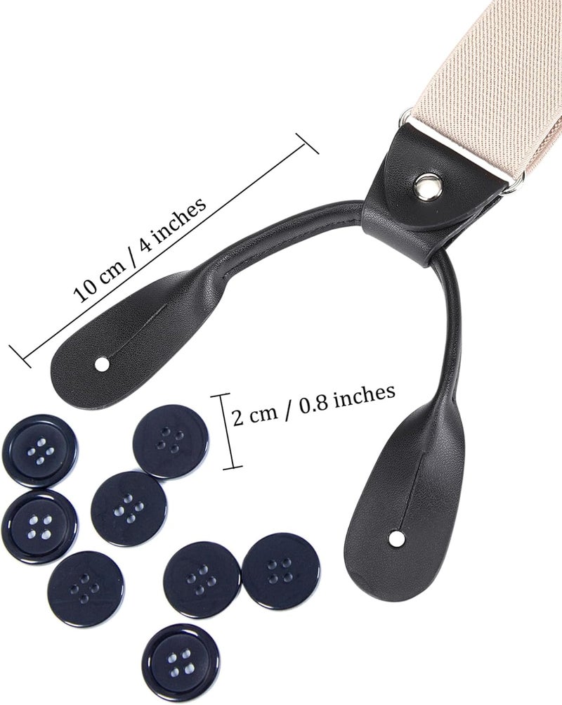 Kajeer Men Button Suspenders Adjustable, Heavy Duty Y-Back Elastic Tuxedo Elastic Mens Suspenders with Leather Buttons End - Image 3