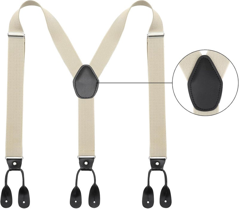 Kajeer Men Button Suspenders Adjustable, Heavy Duty Y-Back Elastic Tuxedo Elastic Mens Suspenders with Leather Buttons End - Image 2