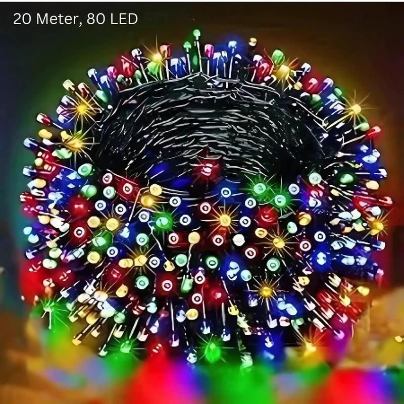 One94Store 20 متر أضواء خيوط LED الخيالية - 80 LED متعددة الألوان على سلك نحاسي مرن | أضواء زخرفية مقاومة للماء لعيد الديوالي، عيد الميلاد، حفلات الزفاف، الحفلات، الاستخدام الداخلي والخارجي - عبوة من 3 - Image 2