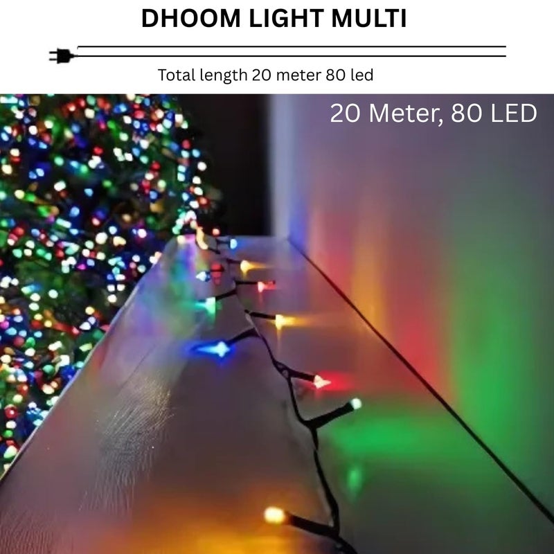 One94Store 20 متر أضواء خيوط LED الخيالية - 80 LED متعددة الألوان على سلك نحاسي مرن | أضواء زخرفية مقاومة للماء لعيد الديوالي، عيد الميلاد، حفلات الزفاف، الحفلات، الاستخدام الداخلي والخارجي - عبوة من 3 - Image 3