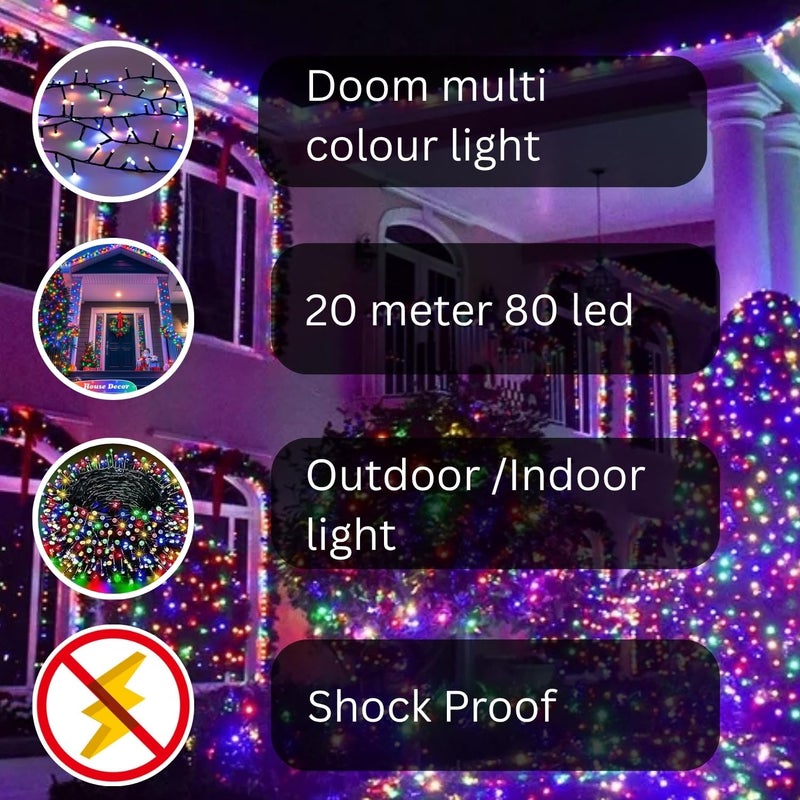 One94Store 20 متر أضواء خيوط LED الخيالية - 80 LED متعددة الألوان على سلك نحاسي مرن | أضواء زخرفية مقاومة للماء لعيد الديوالي، عيد الميلاد، حفلات الزفاف، الحفلات، الاستخدام الداخلي والخارجي - عبوة من 3 - Image 4