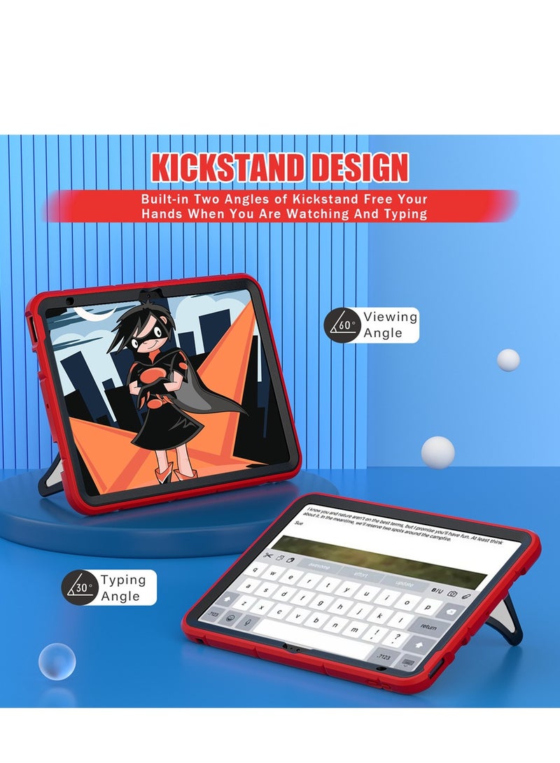 CuteCase for iPad 10th Generation 10.9 inch 2022/ iPad 11th Generation 11 inch 2025 for Kids  Shockproof Protective Cover with Pencil Holder Shoulder Strap Kickstand for Kids Children - Image 3