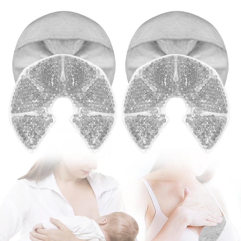 Conbella Breast Ice Packs, Breast Therapy Pack for Engorgement Hot and Cold Breastfeeding Gel Pads for New Mom Essentials Reusable Gift for Relieve Clogged Ducts, Nipple Pain, Improve Milk Flow - Image 1