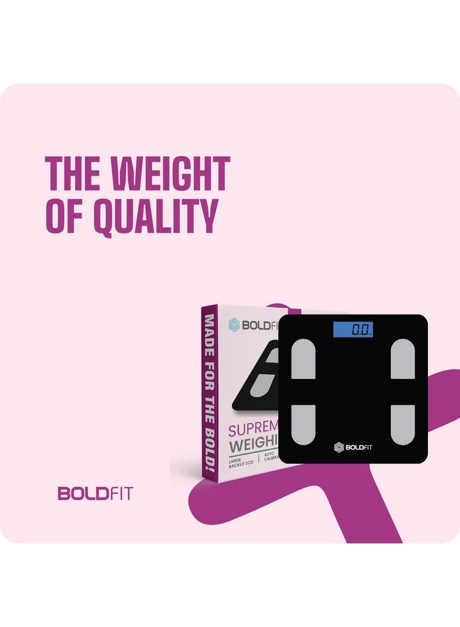 بولد فيت جهاز قياس وزن الجسم Boldfit Weight Machine، ميزان حمام رقمي لقياس وزن الجسم البشري، ميزان سميك للغاية مع شاشة LCD، ضمان لمدة 36 شهرًا، أسود، أقصى وزن 180 كجم - Image 3
