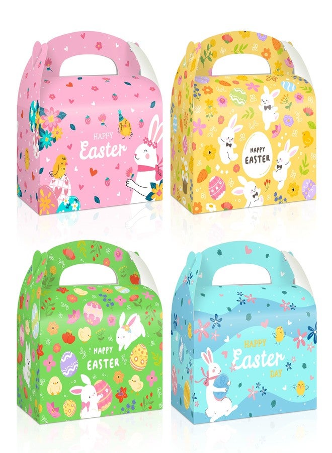 Reyoust 24Pcs Happy Easter Goodie Gable Paper Gift Boxes with Handles 4 Styles Bunny Gable Box Colorful Easter Egg Party Favor Treat Boxes Pink Yellow Green Blue Spring Holiday Party Decorations - Image 1