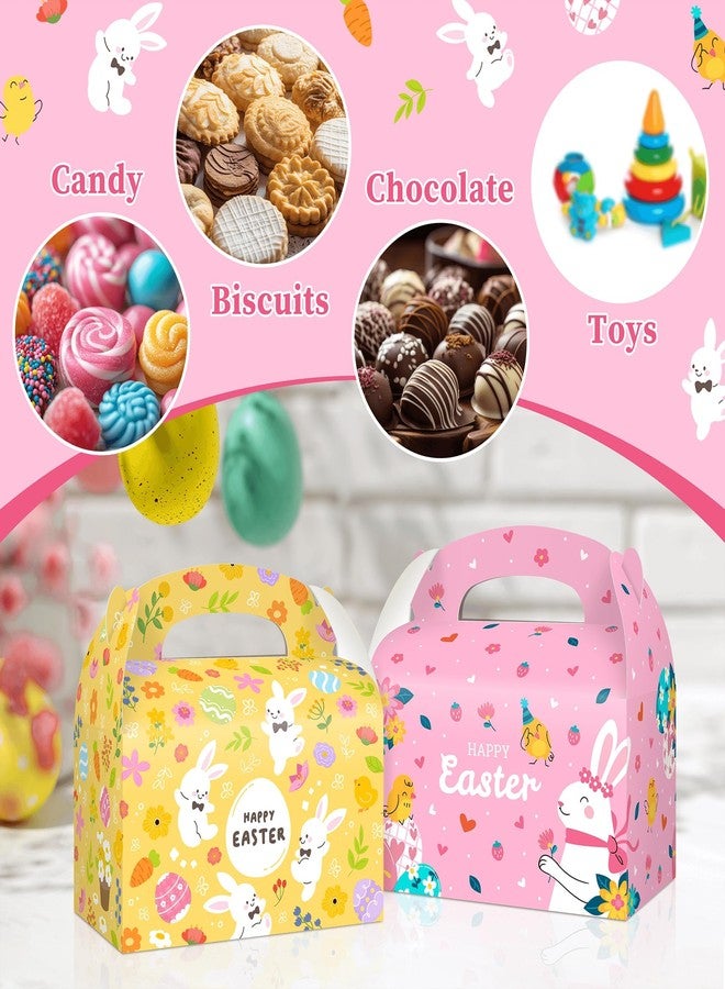 Reyoust 24Pcs Happy Easter Goodie Gable Paper Gift Boxes with Handles 4 Styles Bunny Gable Box Colorful Easter Egg Party Favor Treat Boxes Pink Yellow Green Blue Spring Holiday Party Decorations - Image 4