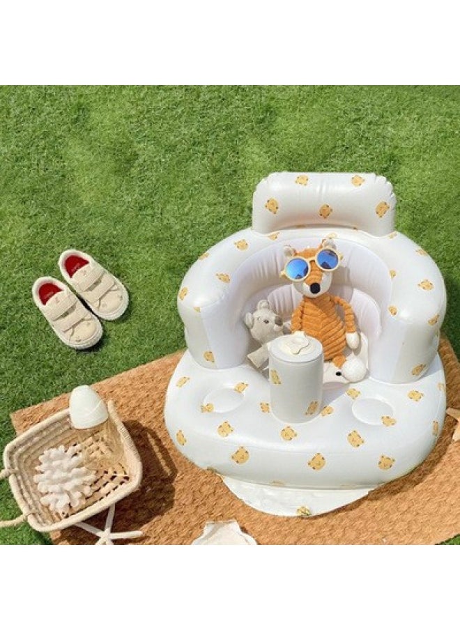 Straight Hair Portable PVC Inflatable Seat Inflatable Sofa Baby School Seat Baby Bathing Bath Stool Feeding Chair-Color:Little Tiger-Specifications:55*52*40cm  - Image 1