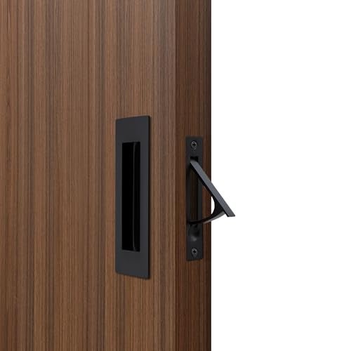 Dontay Pocket Door Pull Handle 304 Stainless Steel Rectangle Recessed Flush Finger PullsEdge Spring PullNo LockHardware Set for More Than 118 Thickness Sliding DoorMatte Black47 - Image 1