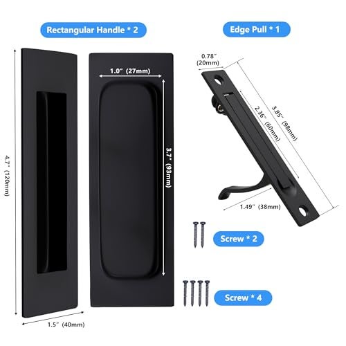 Dontay Pocket Door Pull Handle 304 Stainless Steel Rectangle Recessed Flush Finger PullsEdge Spring PullNo LockHardware Set for More Than 118 Thickness Sliding DoorMatte Black47 - Image 3