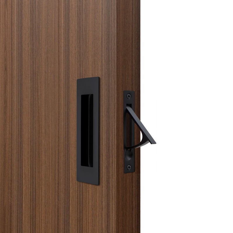 Dontay Pocket Door Pull Handle 304 Stainless Steel Rectangle Recessed Flush Finger PullsEdge Spring PullNo LockHardware Set for More Than 118 Thickness Sliding DoorMatte Black47 - Image 2